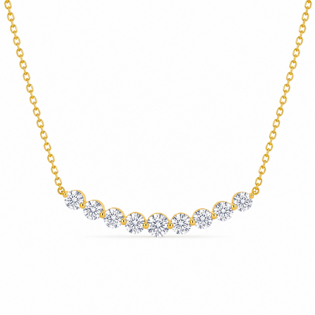 1.03 Ctw Lab Grown Diamond Station Necklace in 925 Yellow Gold Plated