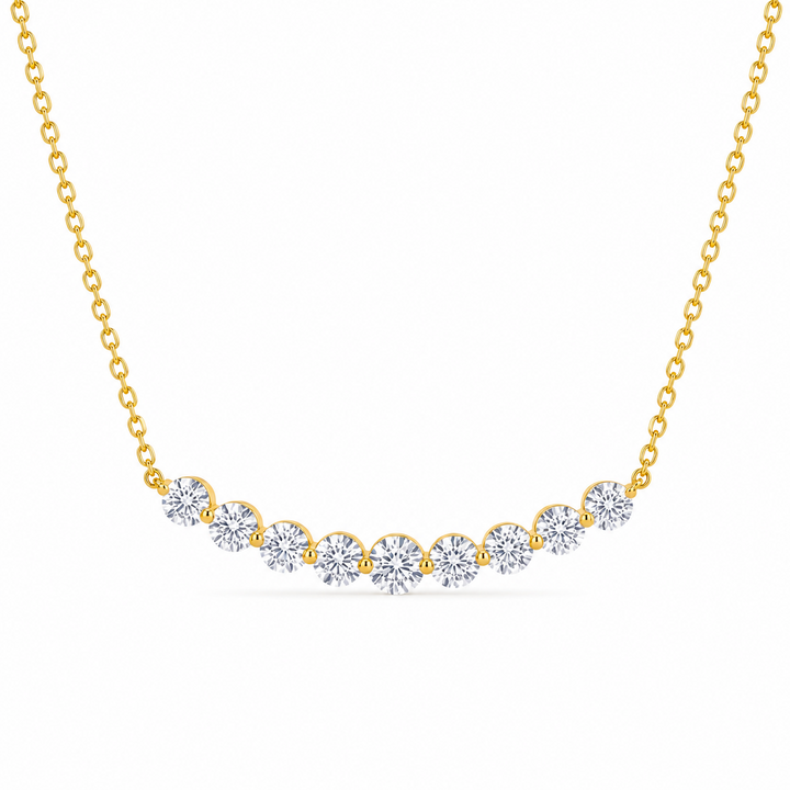 1.03 Ctw Lab Grown Diamond Station Necklace in 925 Yellow Gold Plated