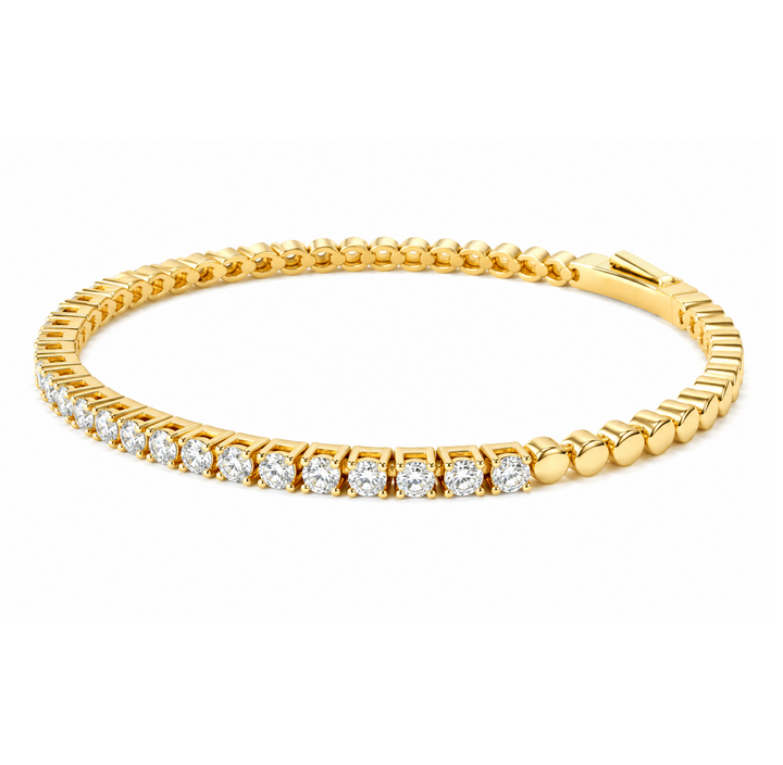2.70 DEW Moissanite Flex Bangle in 925 Yellow Gold Plated