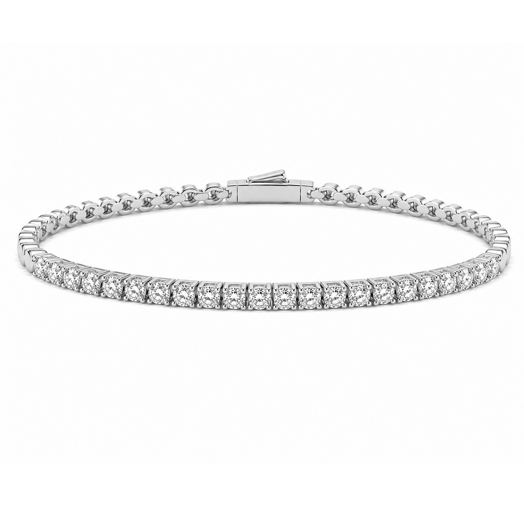 2.70 DEW Moissanite Flex Bangle in 925 Platinum Plated