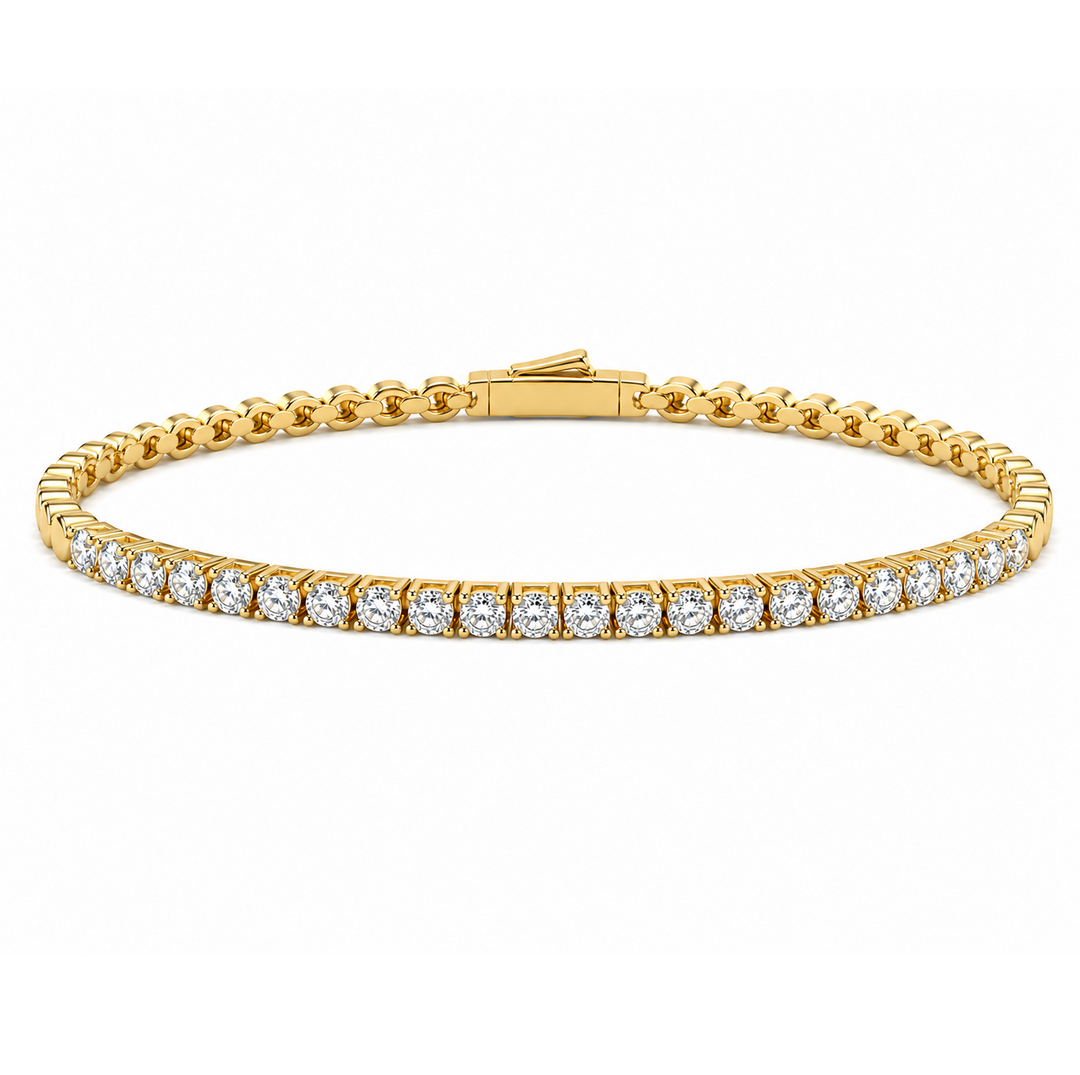 2.70 DEW Moissanite Flex Bangle in 925 Yellow Gold Plated