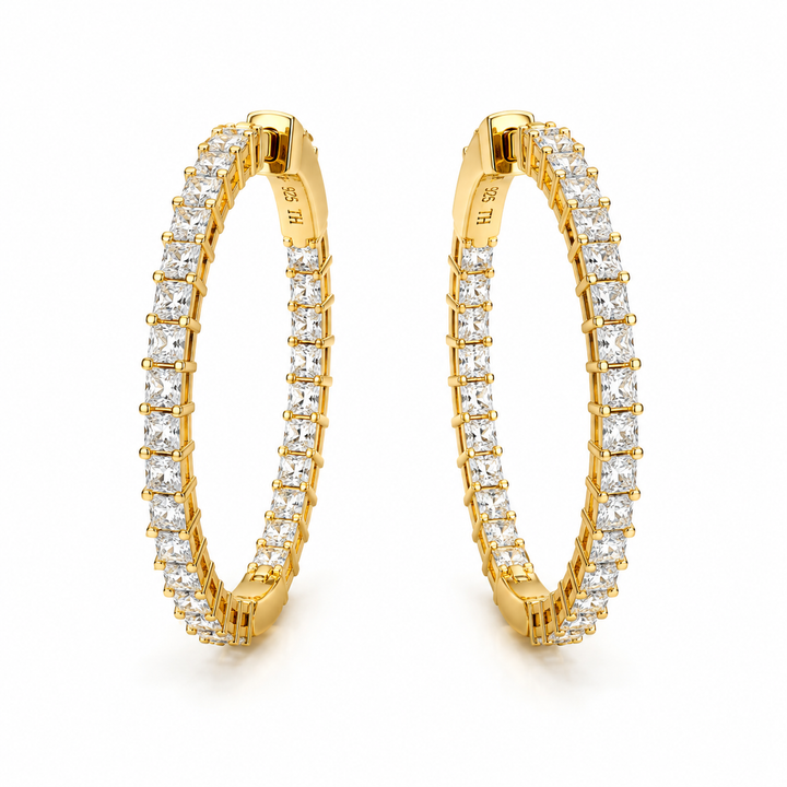 3.00 DEW Moissanite Earring in 925 Yellow Gold Plated