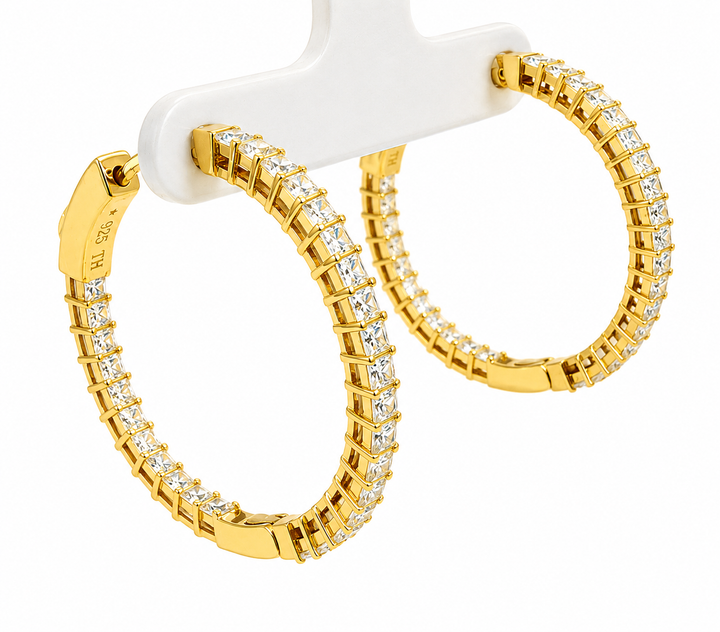 3.00 DEW Moissanite Earring in 925 Yellow Gold Plated