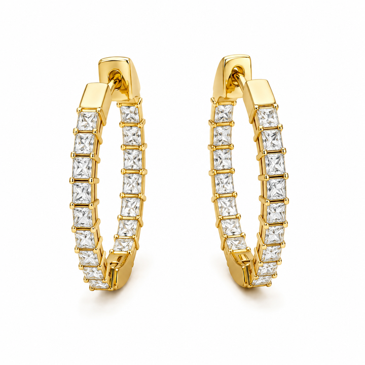 1.90 DEW Moissanite Earring in 925 Yellow Gold Plated