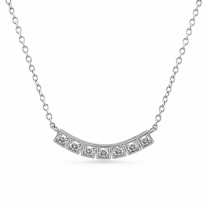 0.40 DEW Moissanite Necklace in 925 Platinum Plated
