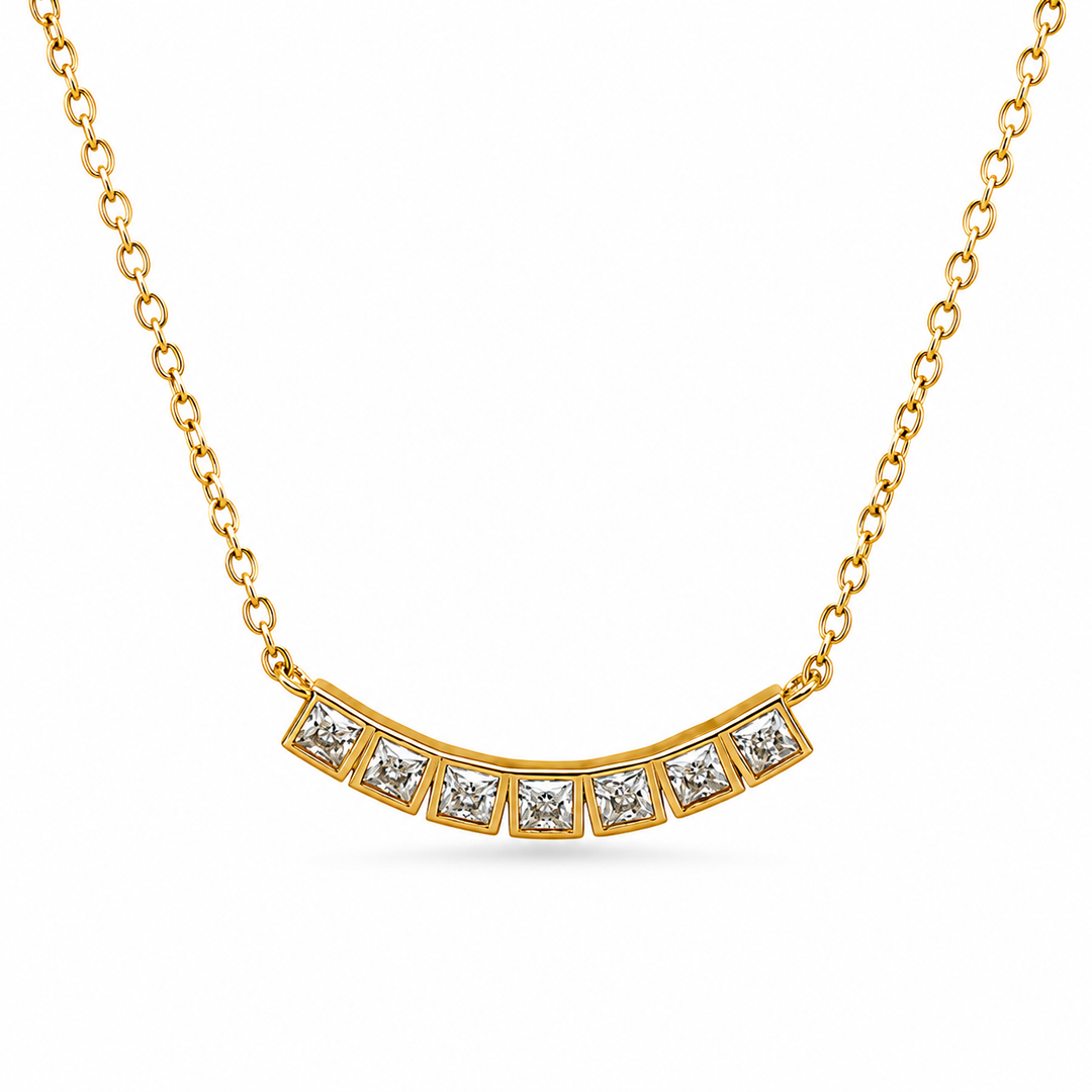 0.40 DEW Moissanite Necklace in 925 Yellow Gold Plated