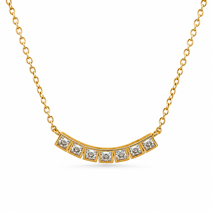 0.40 DEW Moissanite Necklace in 925 Yellow Gold Plated