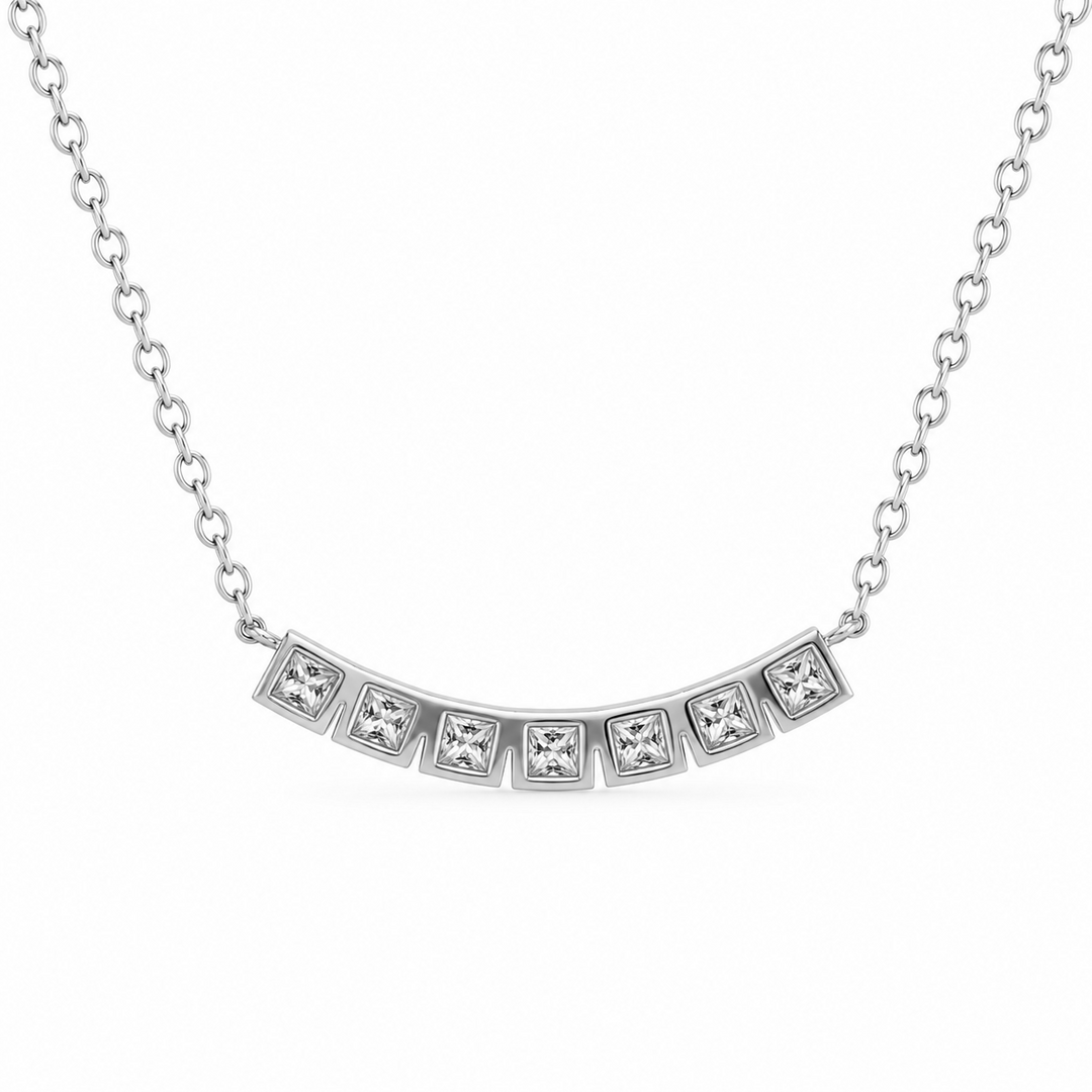 0.40 DEW Moissanite Necklace in 925 Platinum Plated