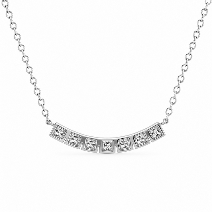 0.40 DEW Moissanite Necklace in 925 Platinum Plated