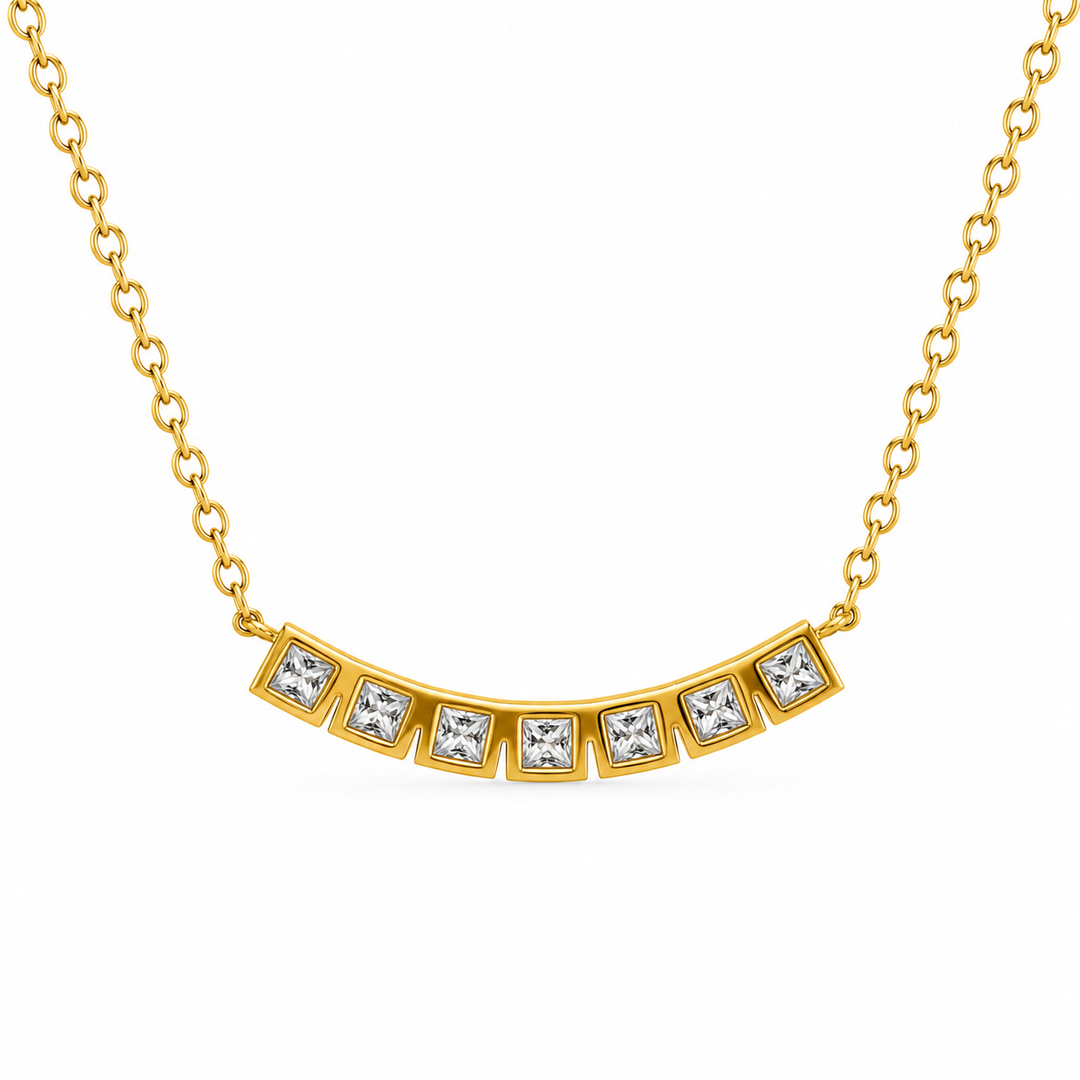 0.40 DEW Moissanite Necklace in 925 Yellow Gold Plated