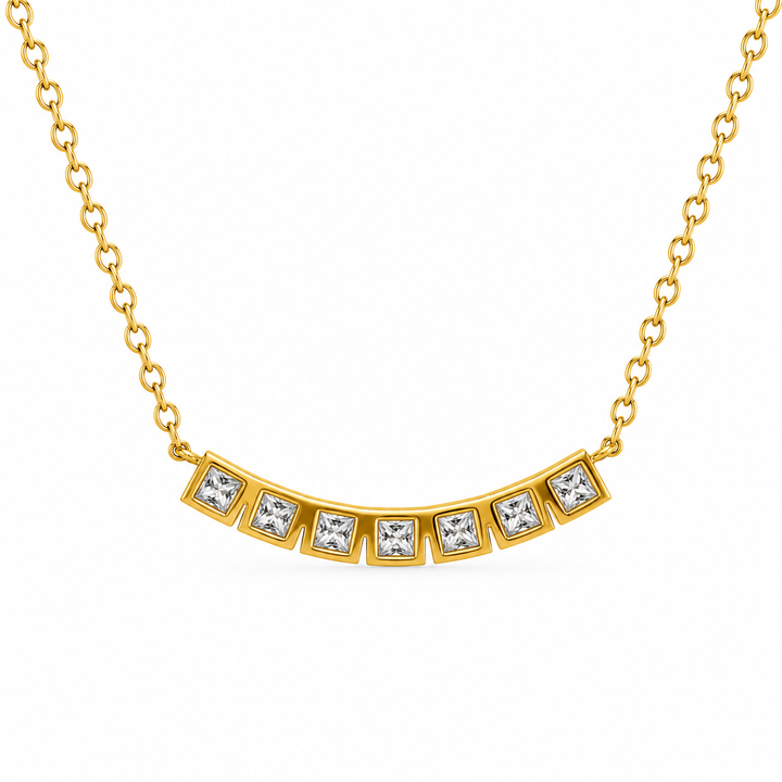 0.40 DEW Moissanite Necklace in 925 Yellow Gold Plated