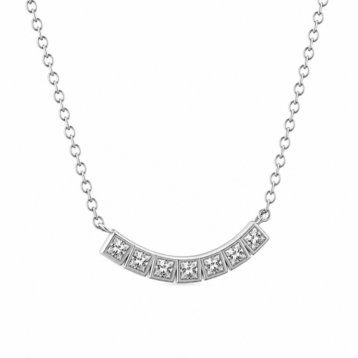 0.40 DEW Moissanite Necklace in 925 Platinum Plated