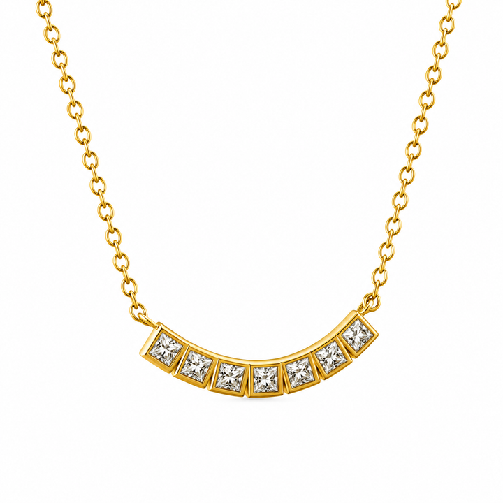 0.40 DEW Moissanite Necklace in 925 Yellow Gold Plated