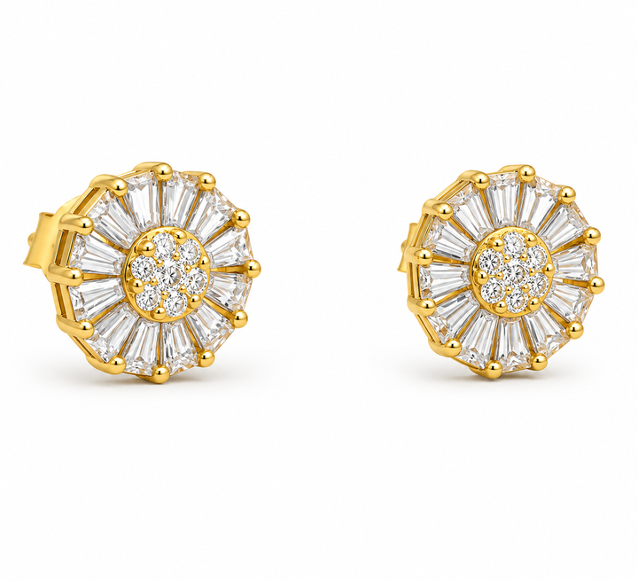 2.70 DEW Moissanite Earring in 925 Yellow Gold Plated