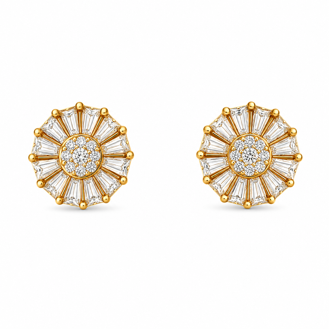 2.70 DEW Moissanite Earring in 925 Yellow Gold Plated