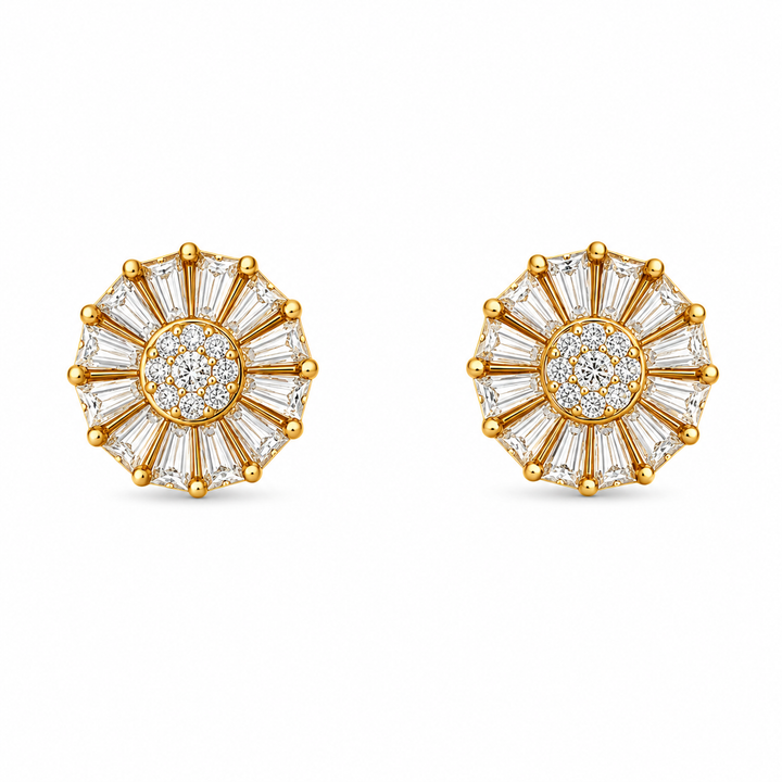 2.70 DEW Moissanite Earring in 925 Yellow Gold Plated