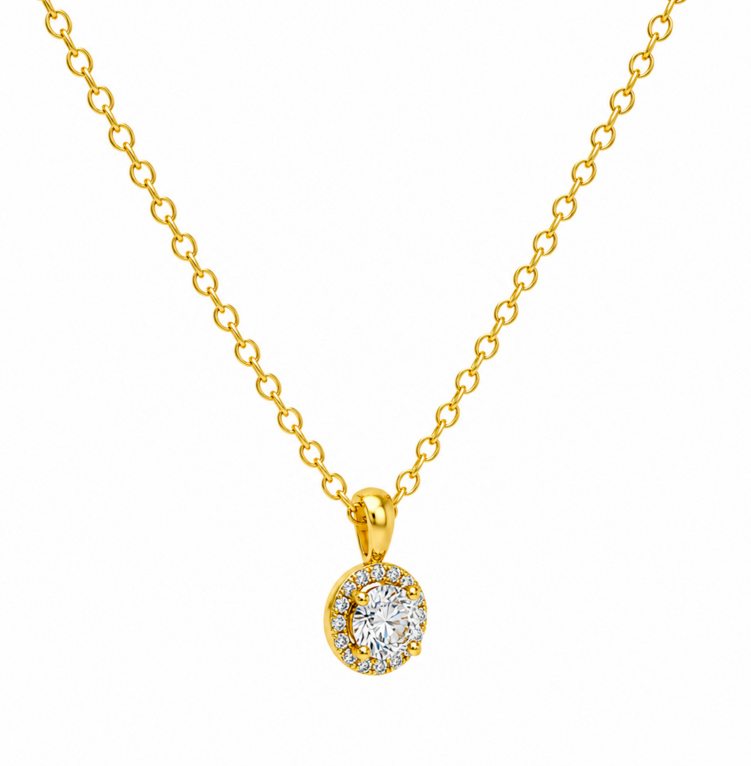 0.32 Ctw Lab Grown Diamond Necklace in 925 Yellow Gold Plated