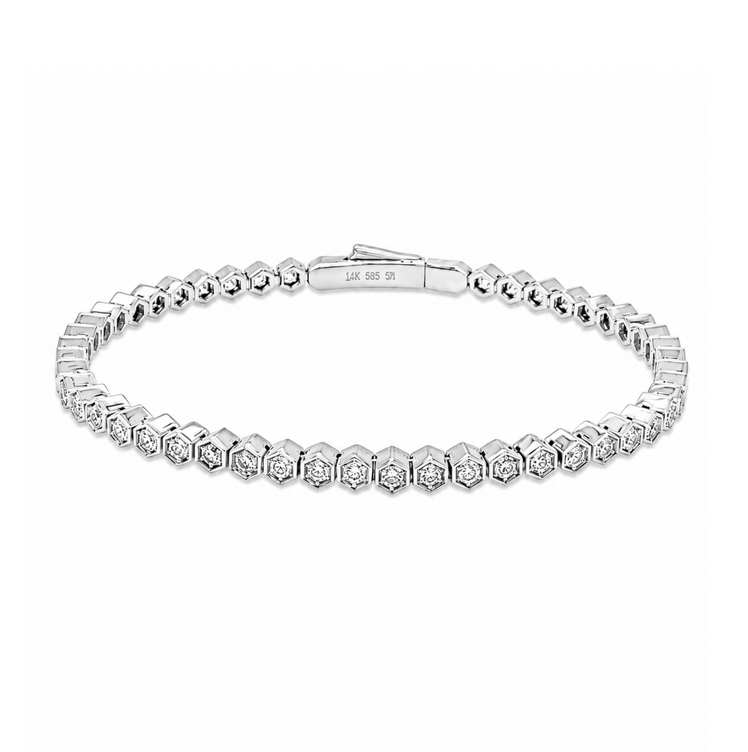 1.07 Ctw Lab Grown Diamond Flex Bangle in 925 Platinum Plated