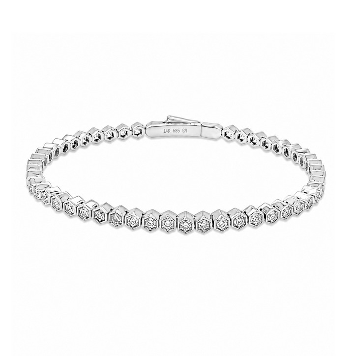 1.07 Ctw Lab Grown Diamond Flex Bangle in 925 Platinum Plated