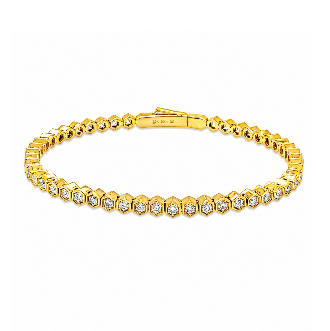 1.07 Ctw Lab Grown Diamond Flex Bangle in 925 Yellow Gold Plated