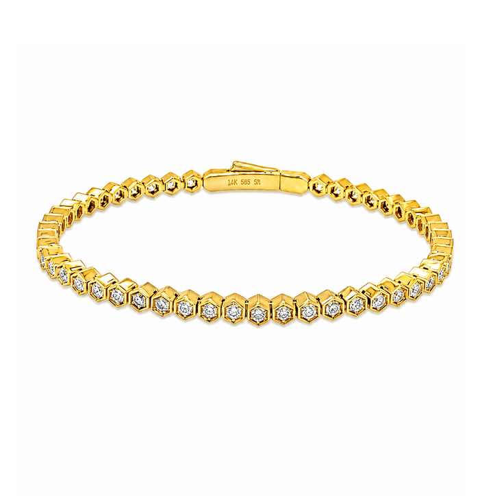 1.07 Ctw Lab Grown Diamond Flex Bangle in 925 Yellow Gold Plated