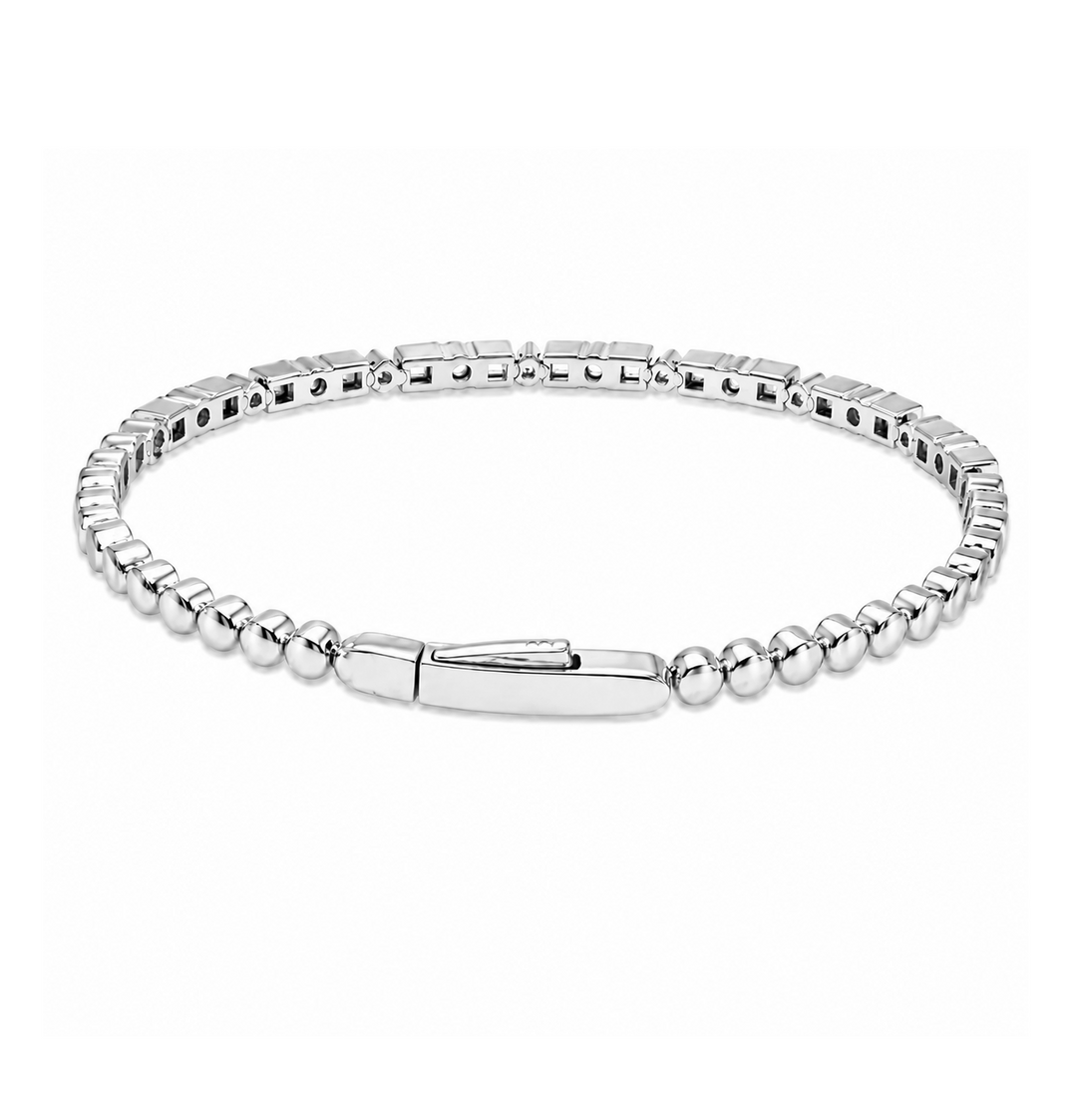 1.21 Ctw Lab Grown Diamond Flex Bangle in 925 Platinum Plated
