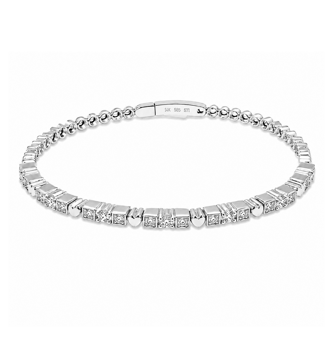 1.21 Ctw Lab Grown Diamond Flex Bangle in 925 Platinum Plated