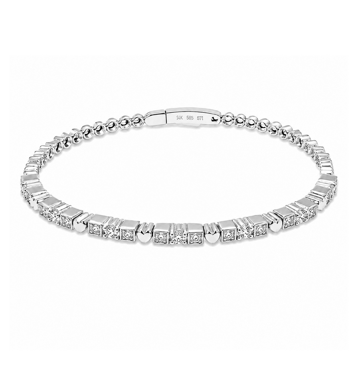 1.21 Ctw Lab Grown Diamond Flex Bangle in 925 Platinum Plated