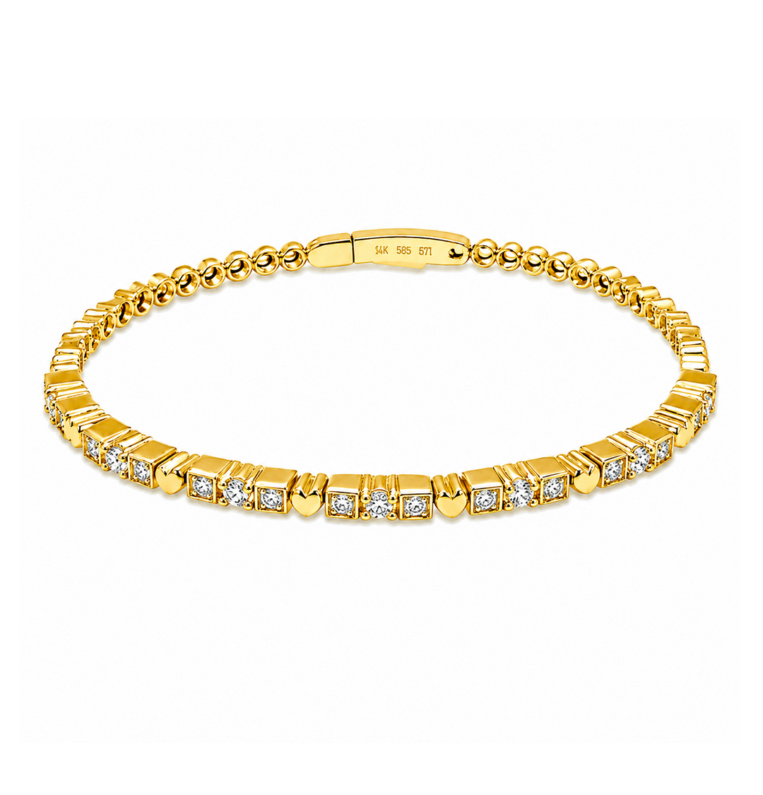 1.32 Ctw Lab Grown Diamond Flex Bangle in 925 Yellow Gold Plated