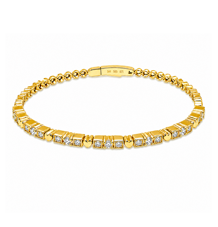 1.32 Ctw Lab Grown Diamond Flex Bangle in 925 Yellow Gold Plated