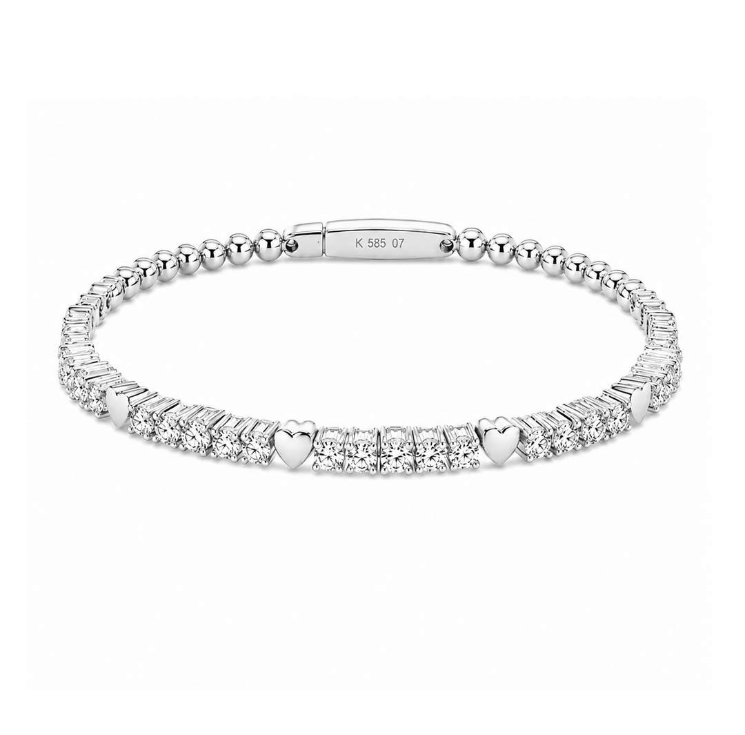 1.59 Ctw Lab Grown Diamond Flex Bangle in 925 Platinum Plated