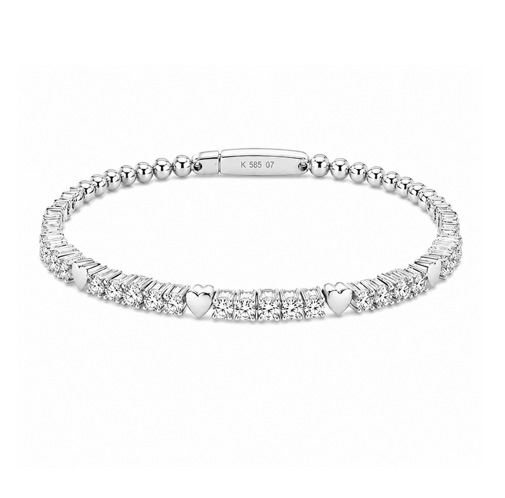 1.59 Ctw Lab Grown Diamond Flex Bangle in 925 Platinum Plated