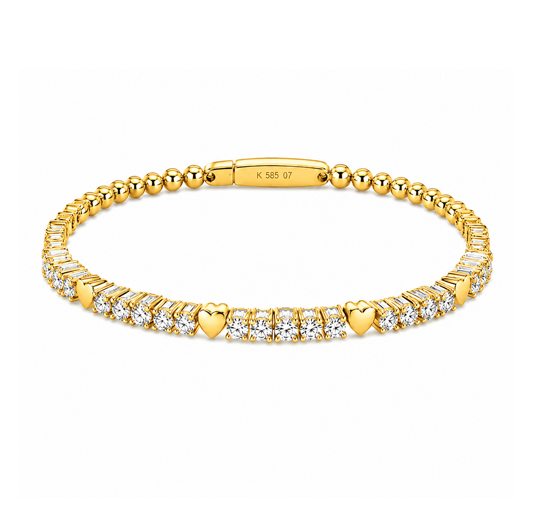 1.35 Ctw Lab Grown Diamond Flex Bangle in 925 Yellow Gold Plated