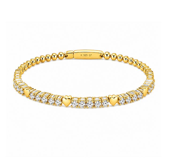 1.35 Ctw Lab Grown Diamond Flex Bangle in 925 Yellow Gold Plated
