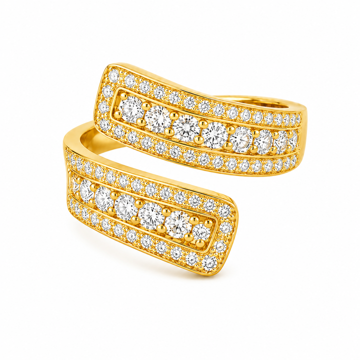1.22 Ctw Lab Grown Diamond Ring in 925 Yellow Gold Plated