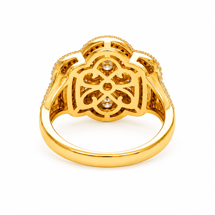 2.07 Ctw Lab Grown Diamond Ring in 925 Yellow Gold Plated