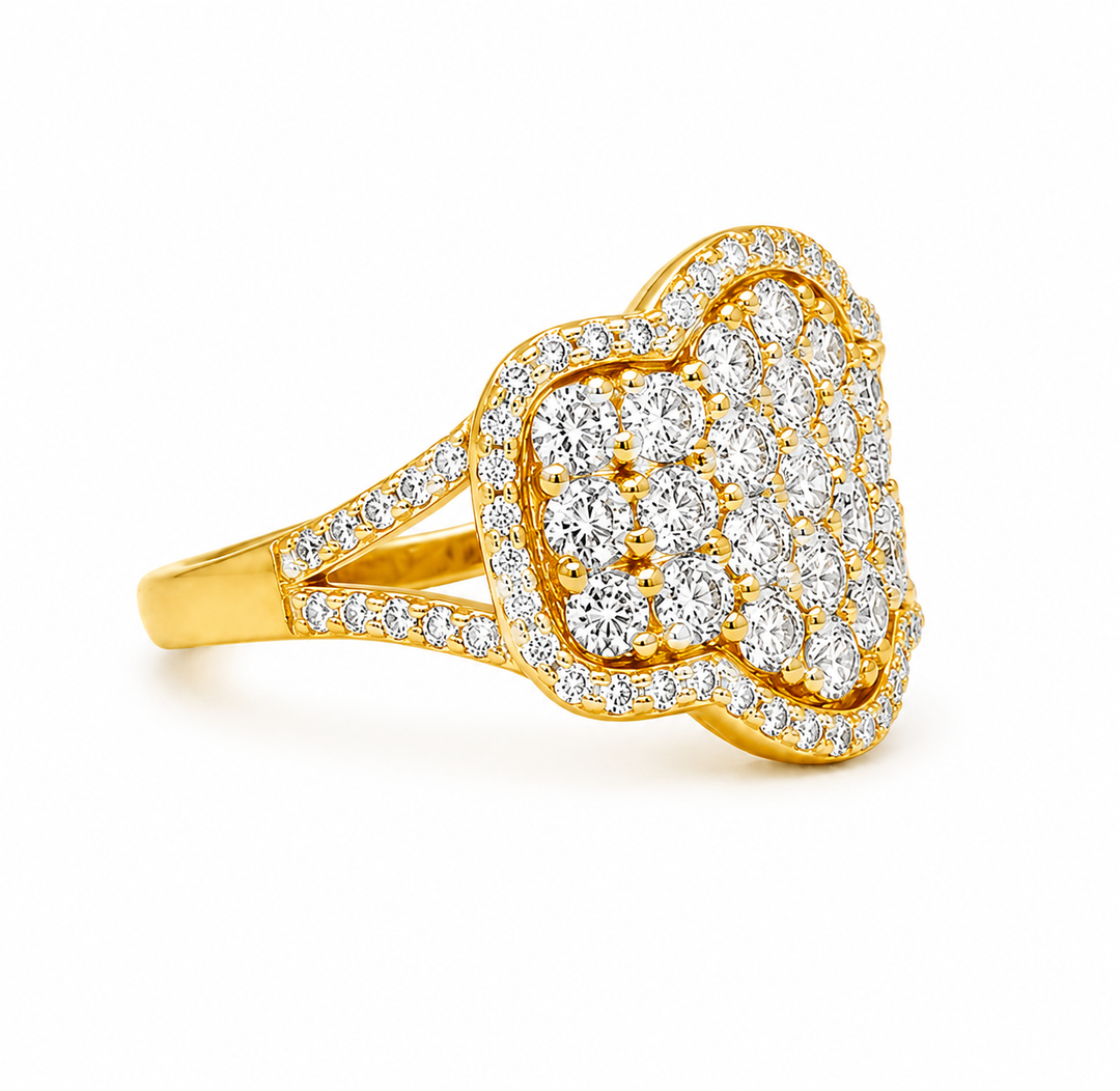2.07 Ctw Lab Grown Diamond Ring in 925 Yellow Gold Plated