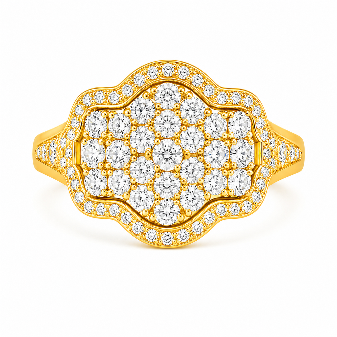 2.07 Ctw Lab Grown Diamond Ring in 925 Yellow Gold Plated