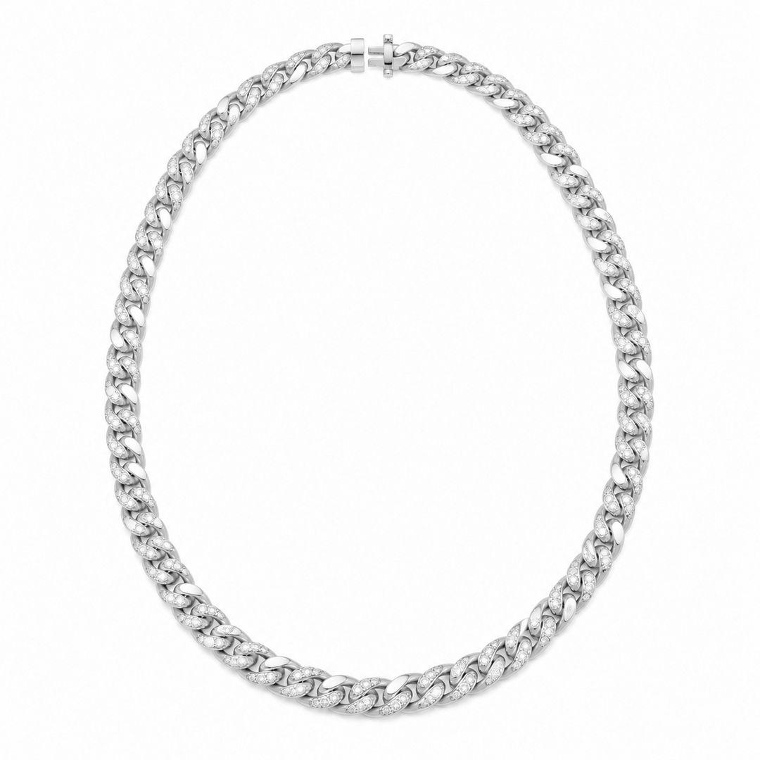1.25 DEW Moissanite Necklace in Brass Platinum Plated