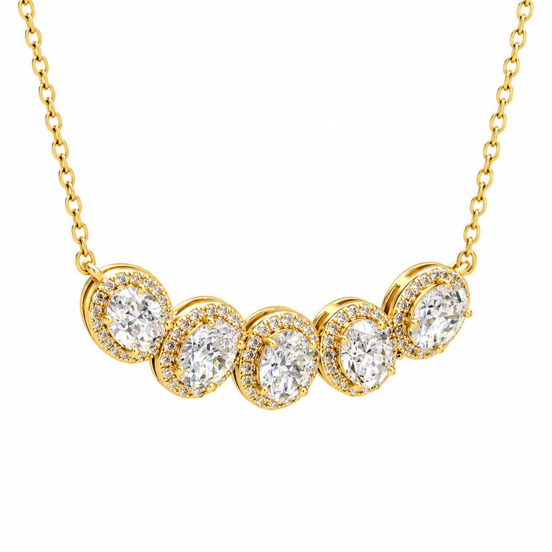 5.10 DEW Moissanite Necklace in 925 Yellow Gold Plated