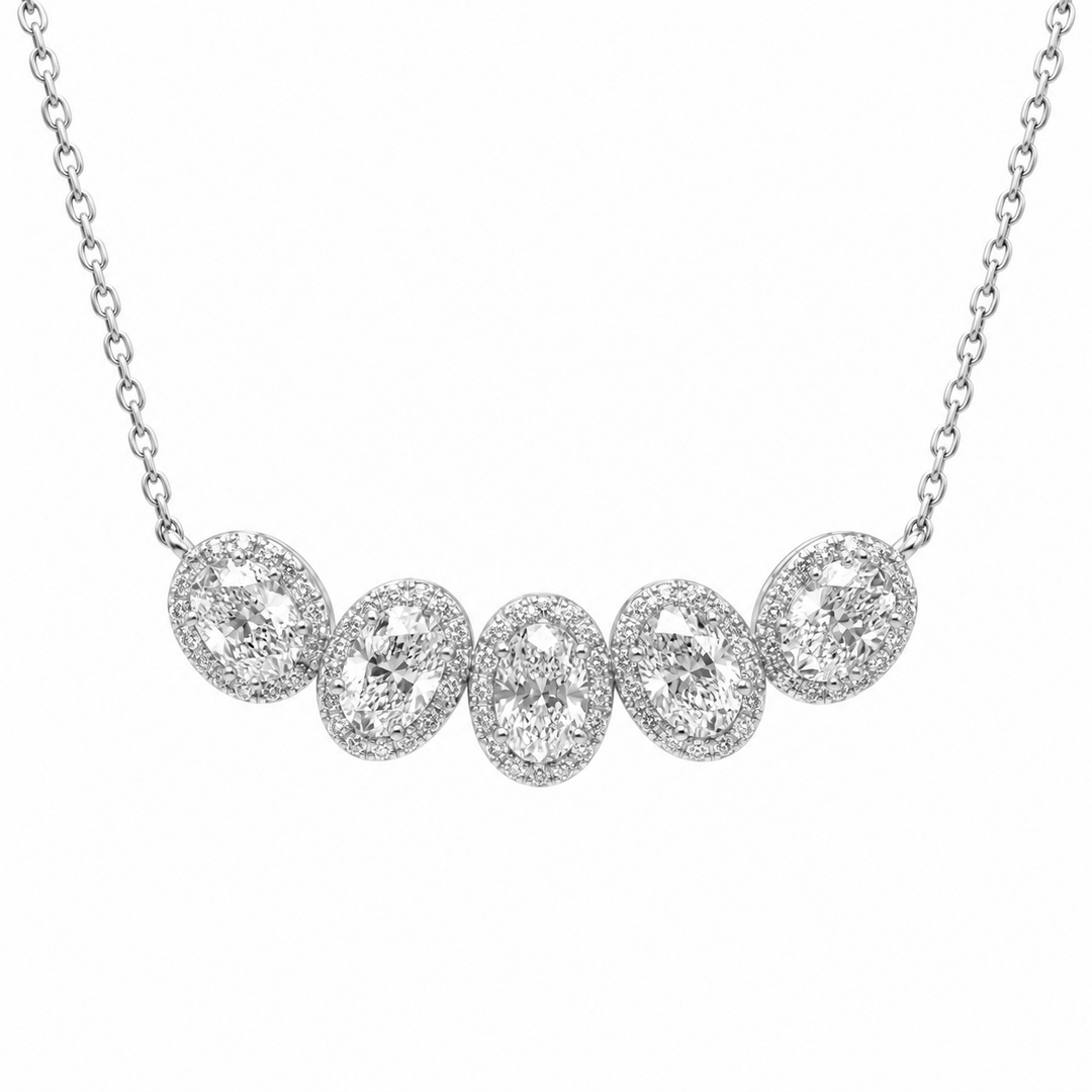 5.10 DEW Moissanite Necklace in 925 Platinum Plated