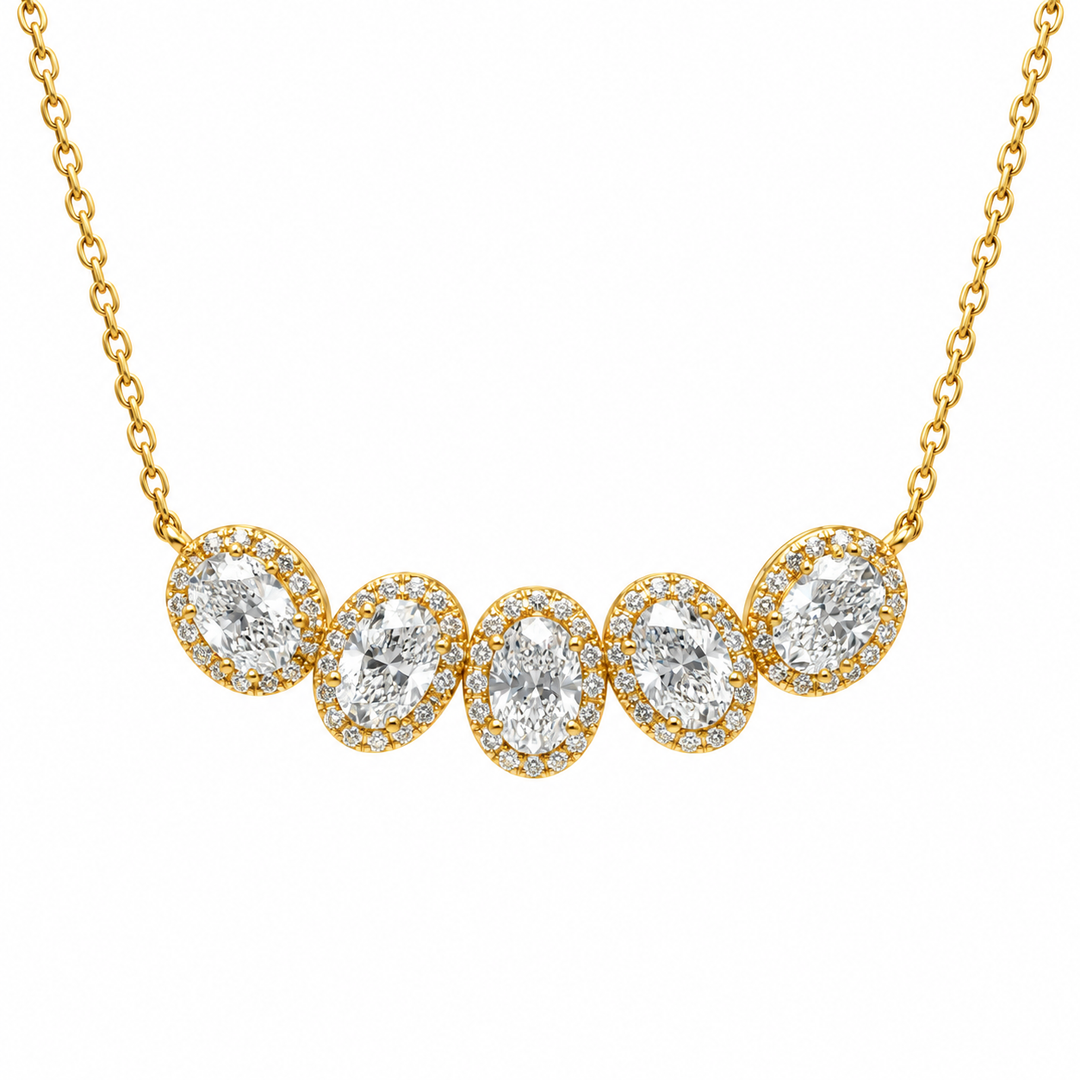 5.10 DEW Moissanite Necklace in 925 Yellow Gold Plated