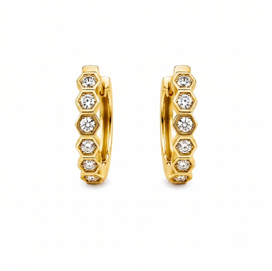 0.43 Ctw Lab Grown Diamond Earring in 925 Yellow Gold Plated