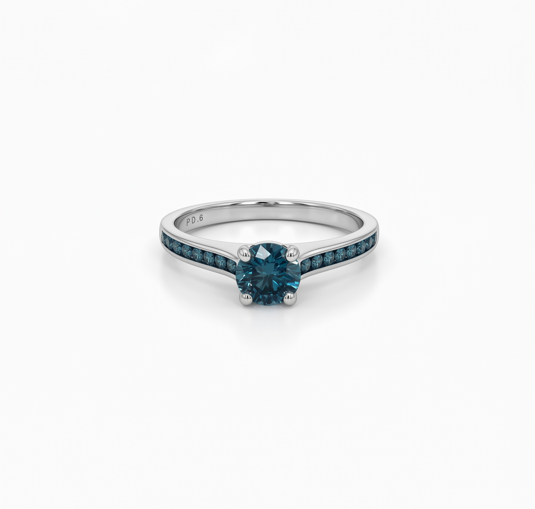 1.05 Ctw Blue Lab Grown Diamond Ring in 925 Two Tone