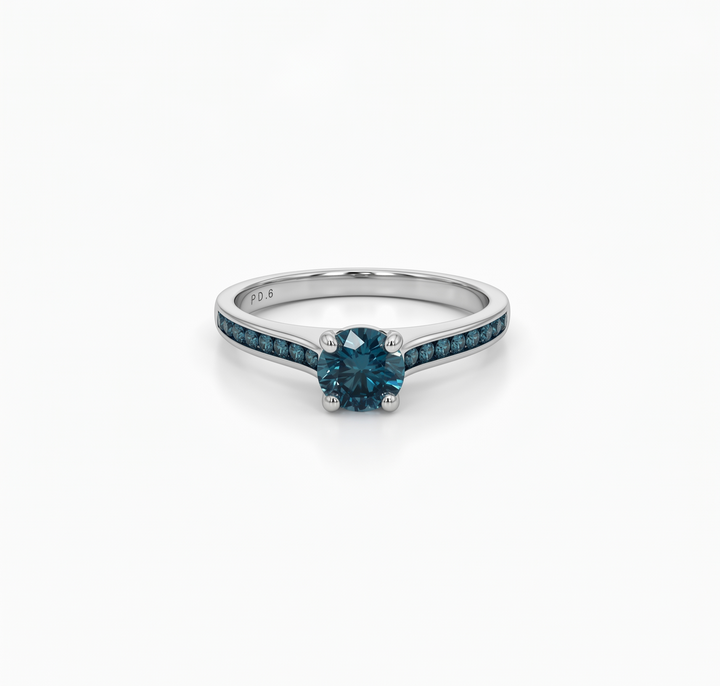 1.05 Ctw Blue Lab Grown Diamond Ring in 925 Two Tone