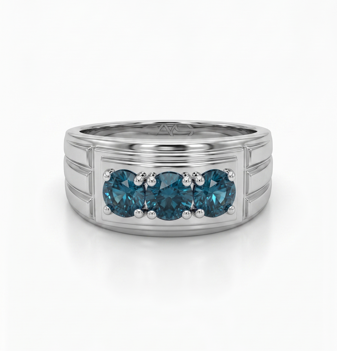 1.03 Ctw Blue Lab Grown Diamond Ring in 925 Platinum Plated