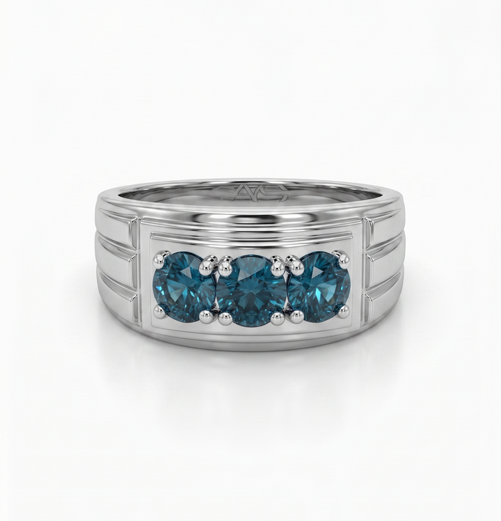 1.03 Ctw Blue Lab Grown Diamond Ring in 925 Platinum Plated