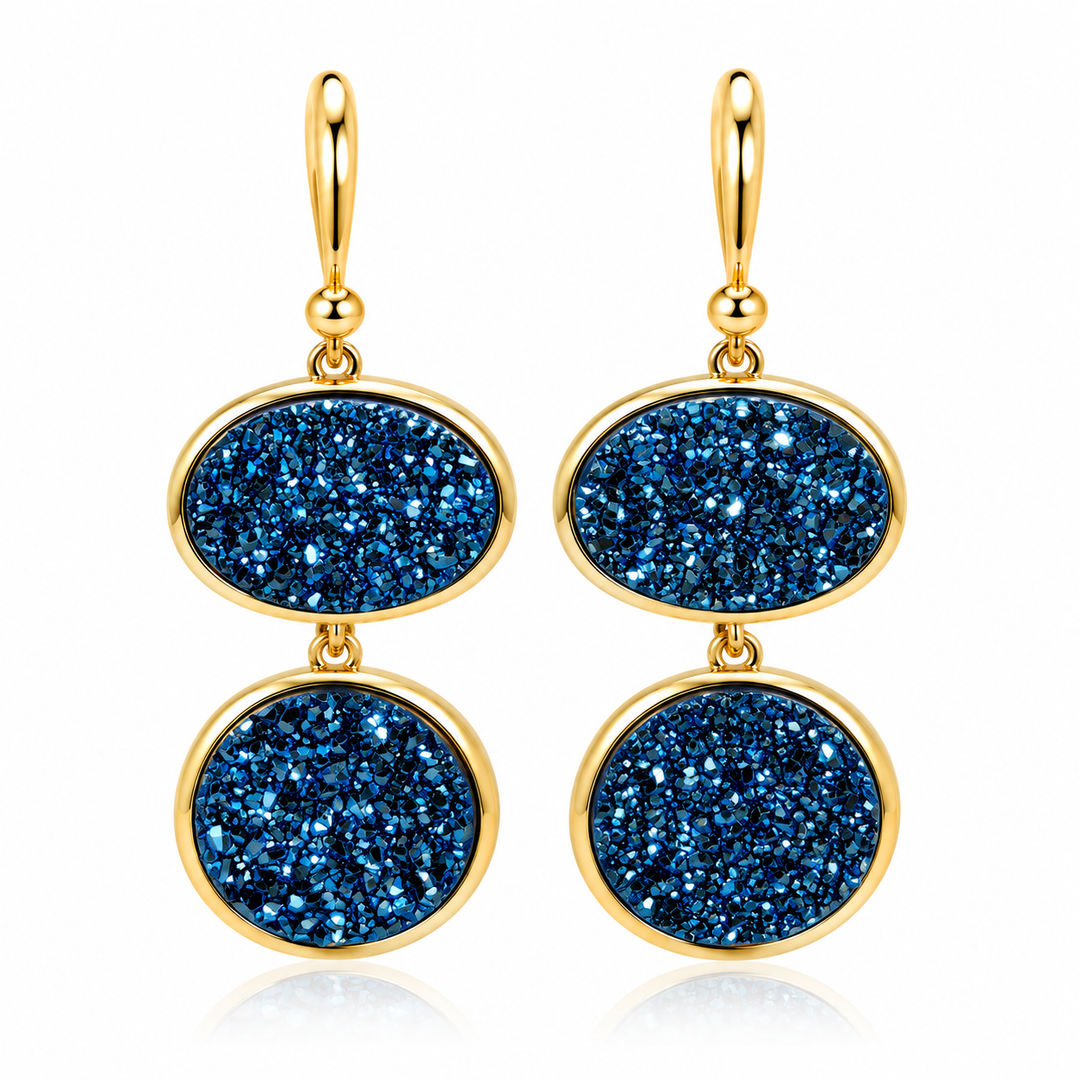 29.70  Blue Color Drusy Earring in Brass