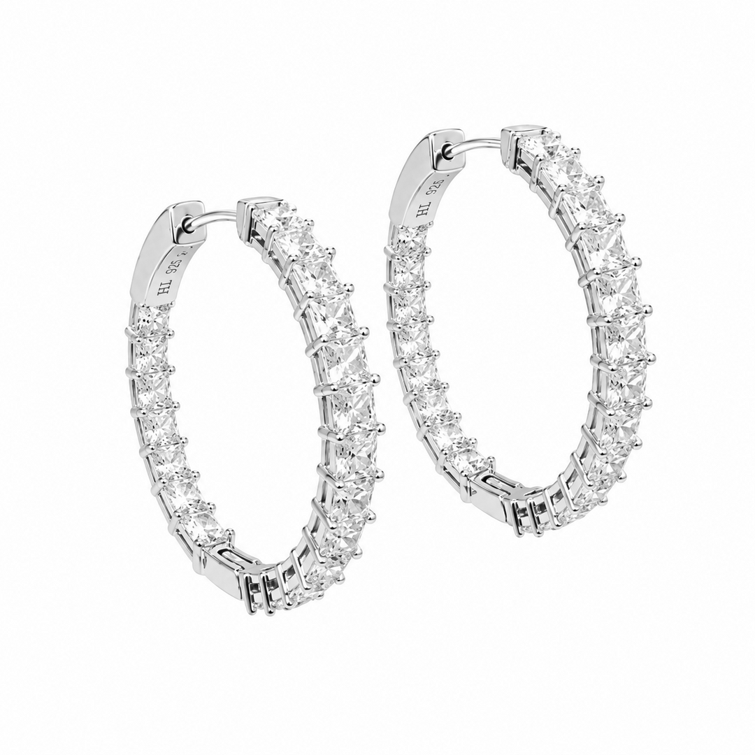 4.40 DEW Moissanite Hoop Earring in 925 Platinum Plated