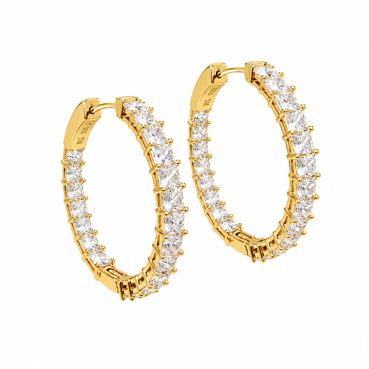 4.40 DEW Moissanite Hoop Earring in 925 Yellow Gold Plated